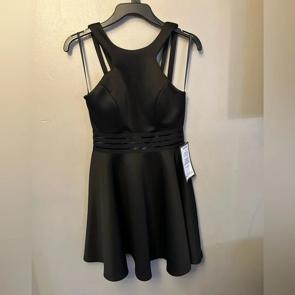 City Studio dress - black scuba fit and flare sheer panel NWT - Picture 3 of 10